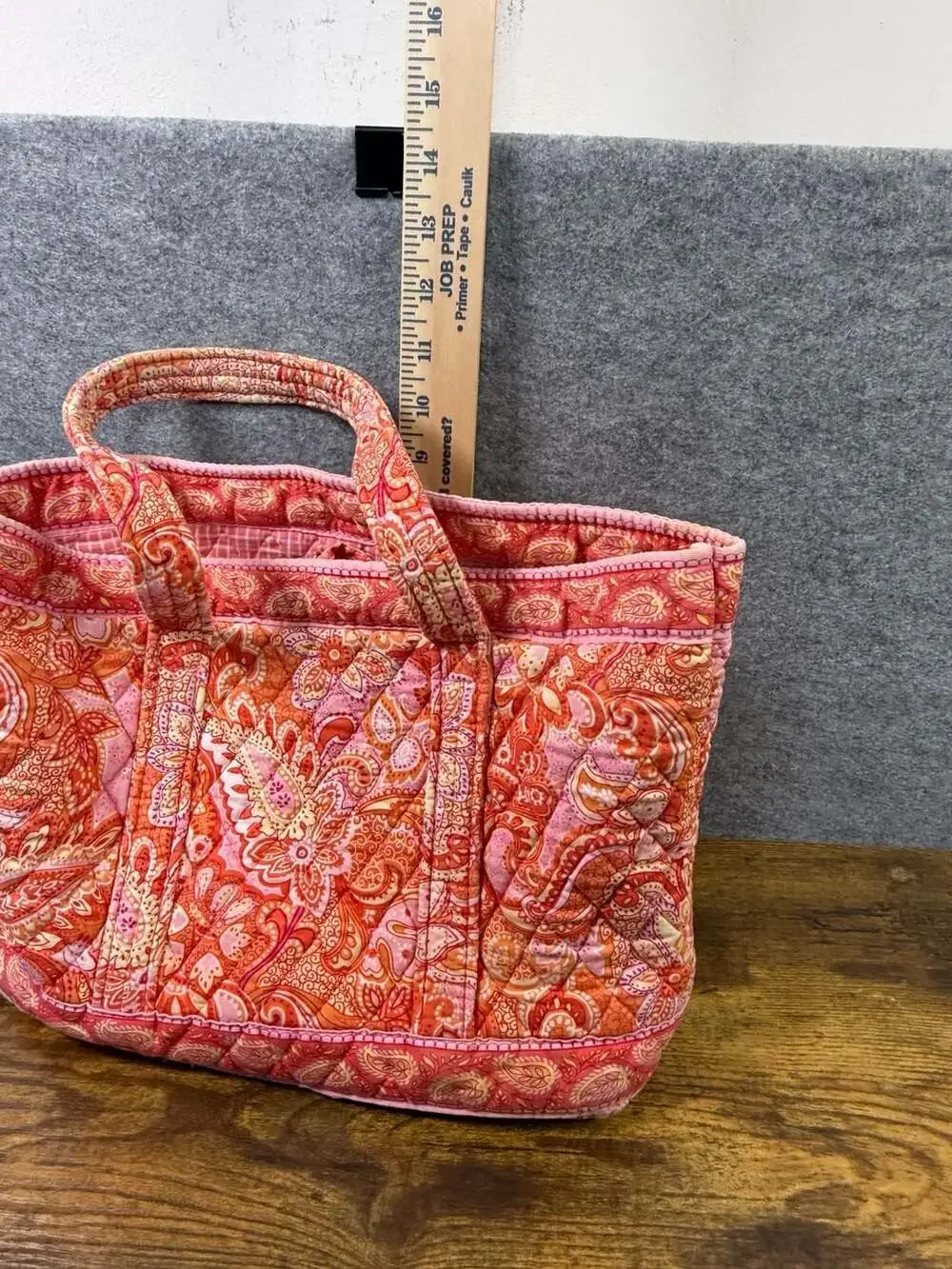 Vera Bradley Quilted Cotton Small Tote Bag in Pink Orange Paisley